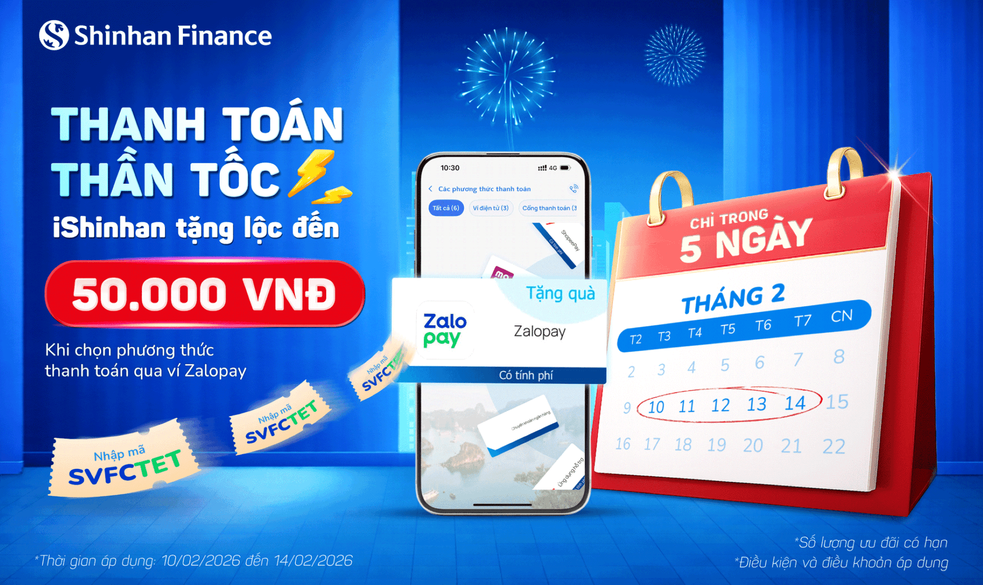 Thanh toán thần tốc, iShinhan tặng lộc 50.000 VNĐ