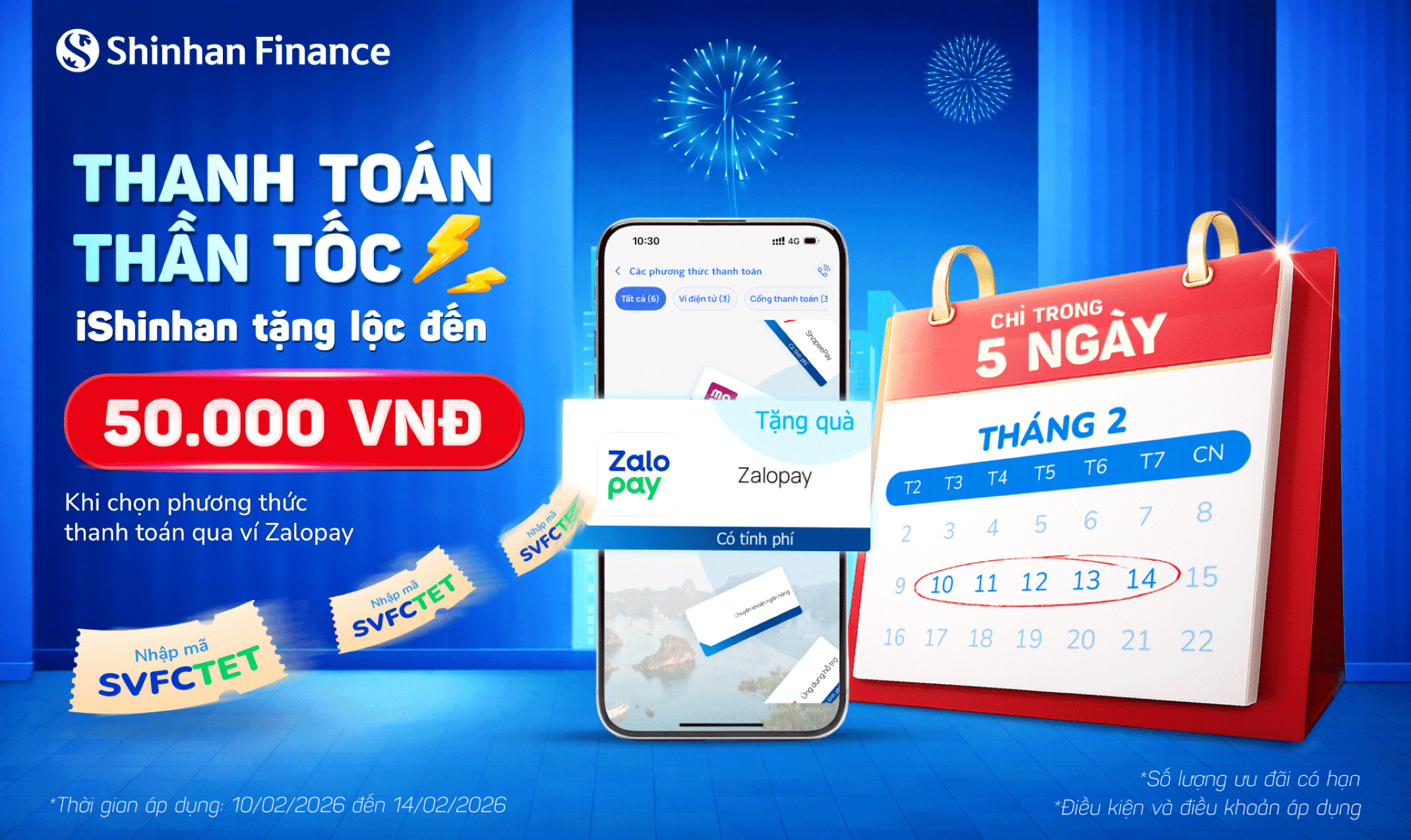 Thanh toán thần tốc, iShinhan tặng lộc 50.000 VNĐ