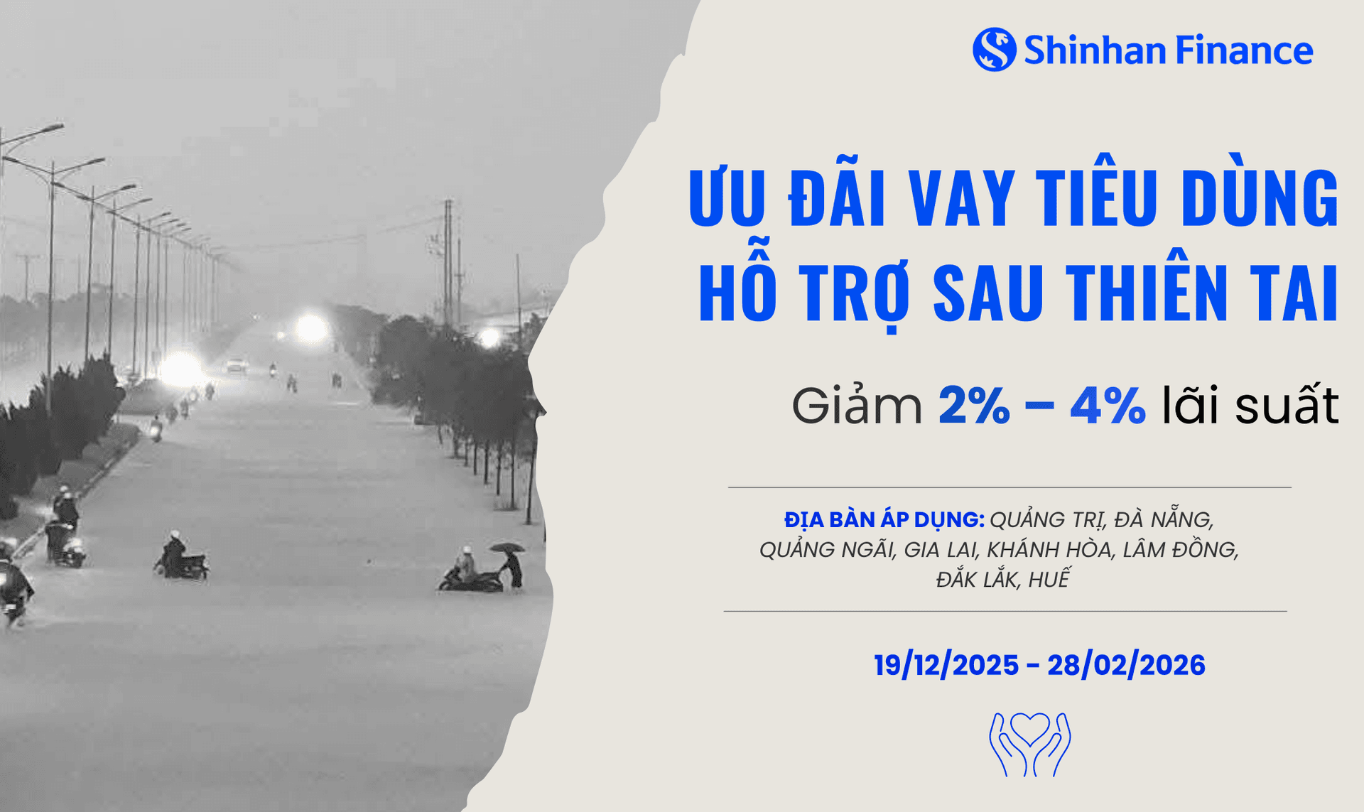Shinhan Finance triển khai chương trình ưu đãi vay hỗ trợ người dân tại các địa phương chịu ảnh hưởng bởi bão lũ