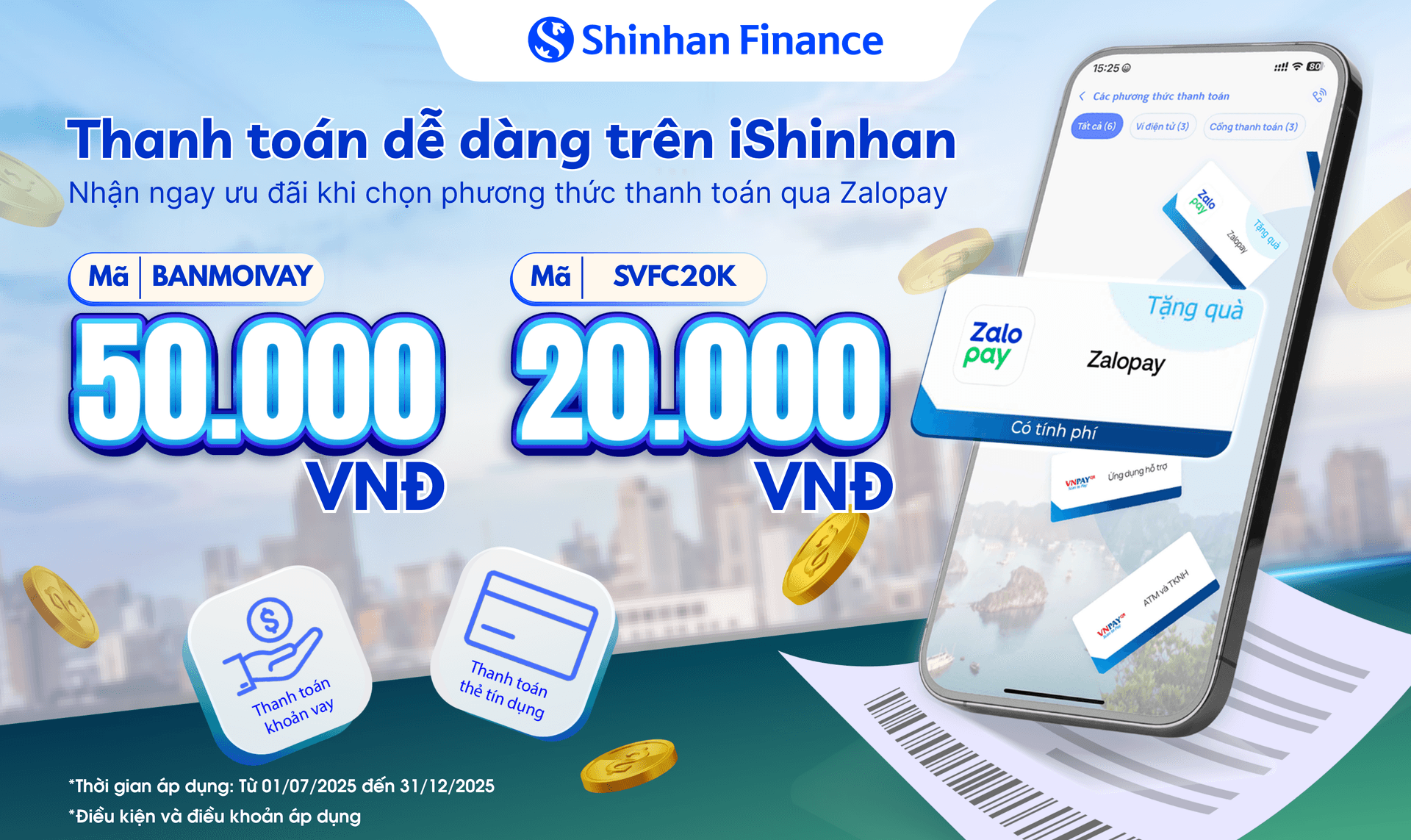 Thanh toán cùng iShinhan, nhận ưu đãi lên đến 50.000 VNĐ