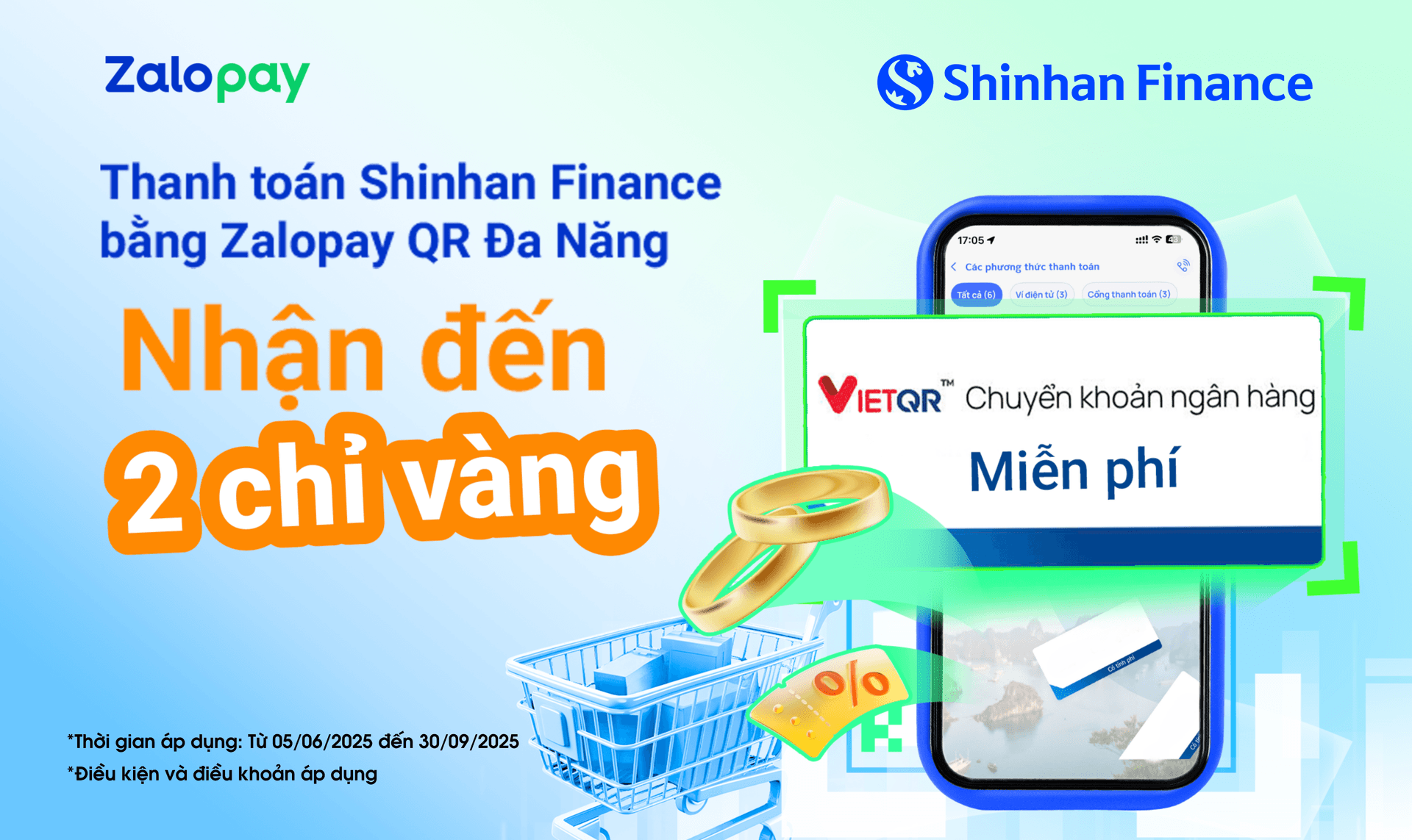 Thanh toán Shinhan Finance bằng Zalopay QR đa năng trên iShinhan, nhận ngay quà khủng