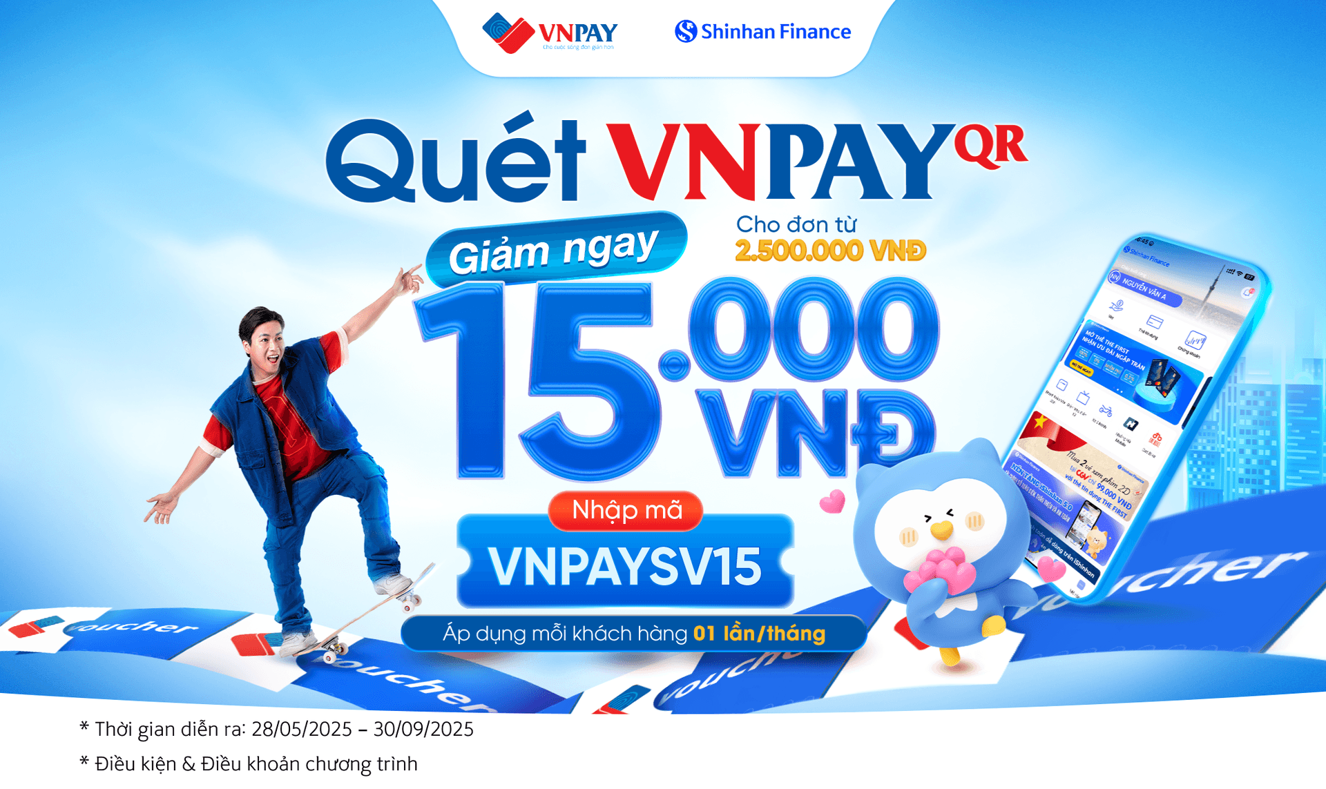 Ưu đãi quét thanh toán QR từ VNPAY cho thanh toán khoản vay định kỳ đến từ Shinhan Finance