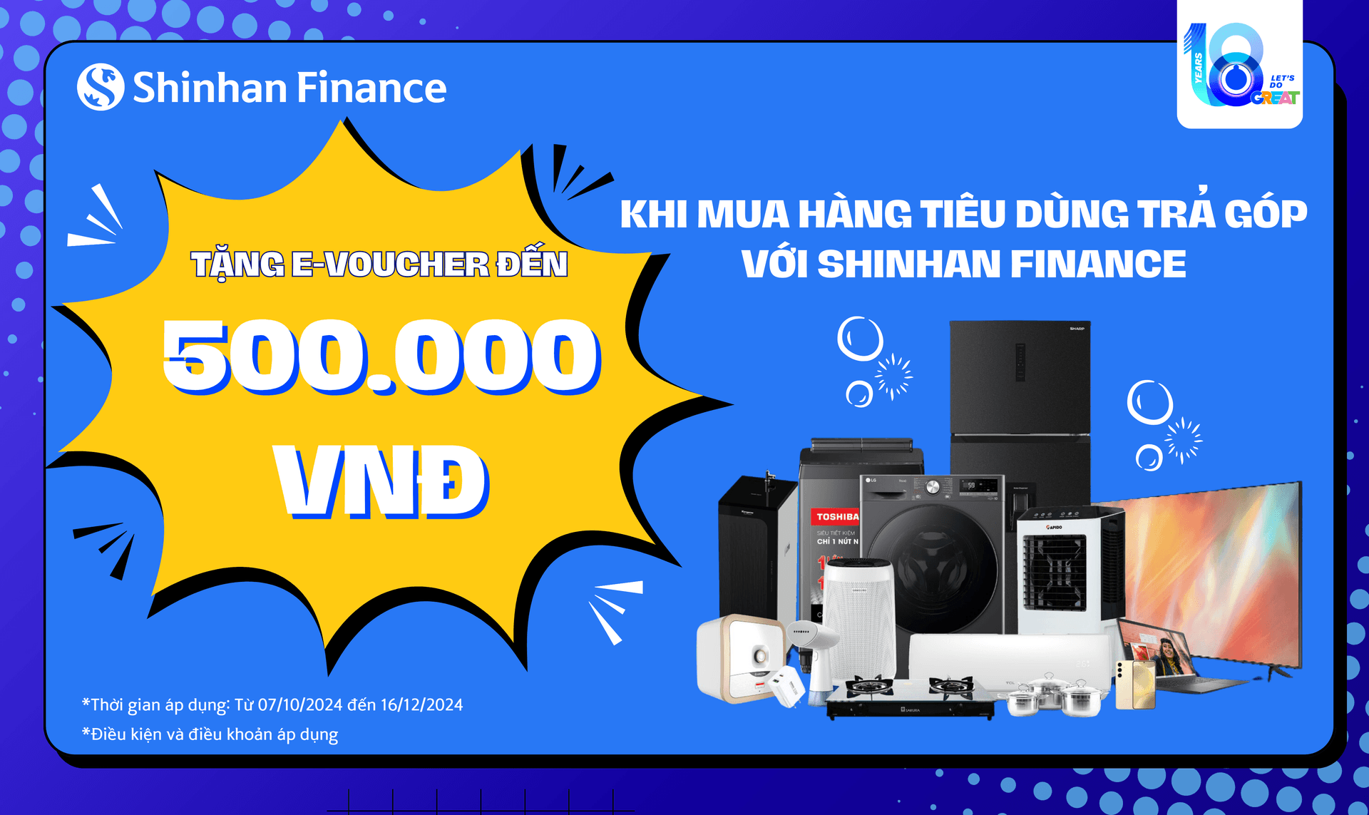 Vay mua hàng trả góp cùng Shinhan Finance, nhận ngay ưu đãi đến 500.000 VNĐ