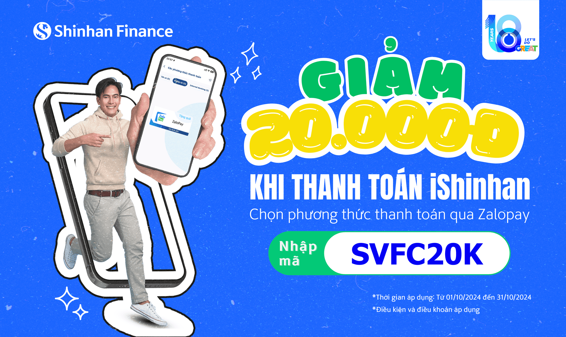 Shinhan Finance giảm ngay 20.000 VNĐ khi thanh toán qua ZaloPay