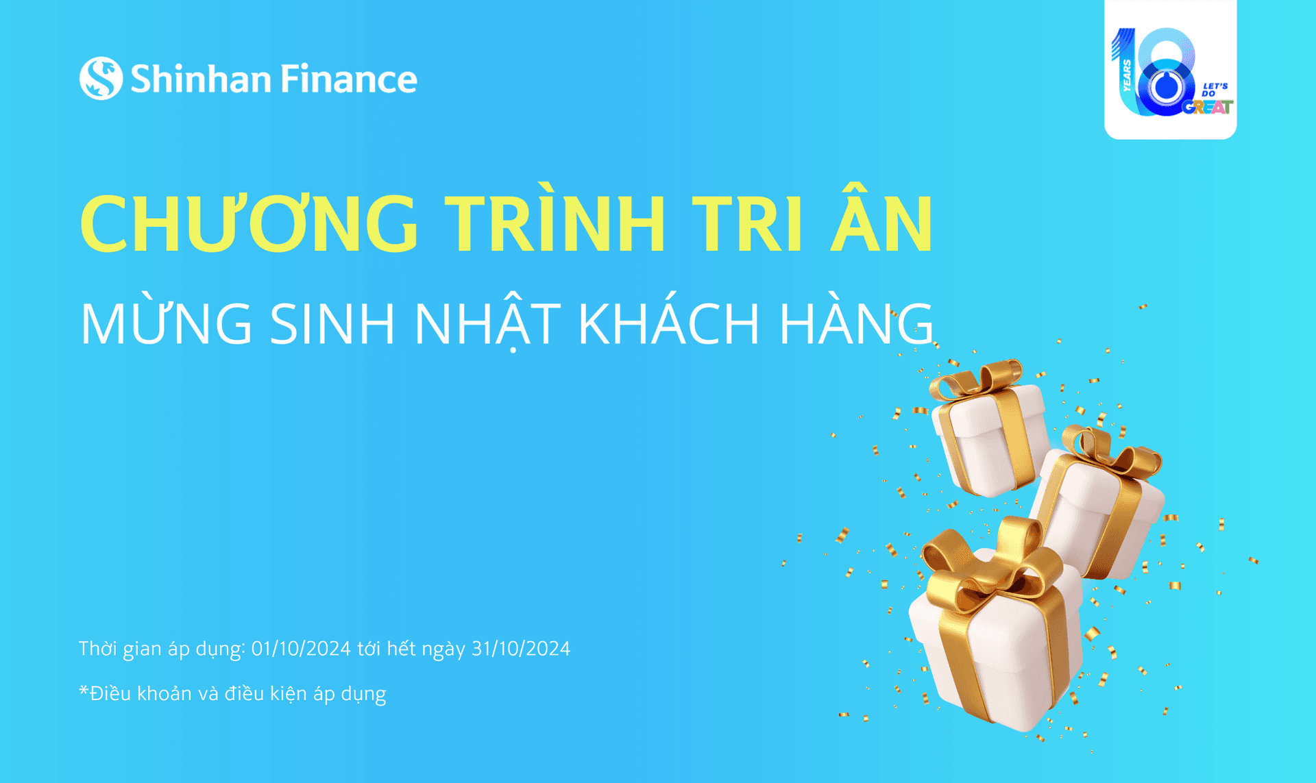 Kỷ niệm 18 năm Công ty – Shinhan Finance tri ân chúc mừng sinh nhật Khách hàng