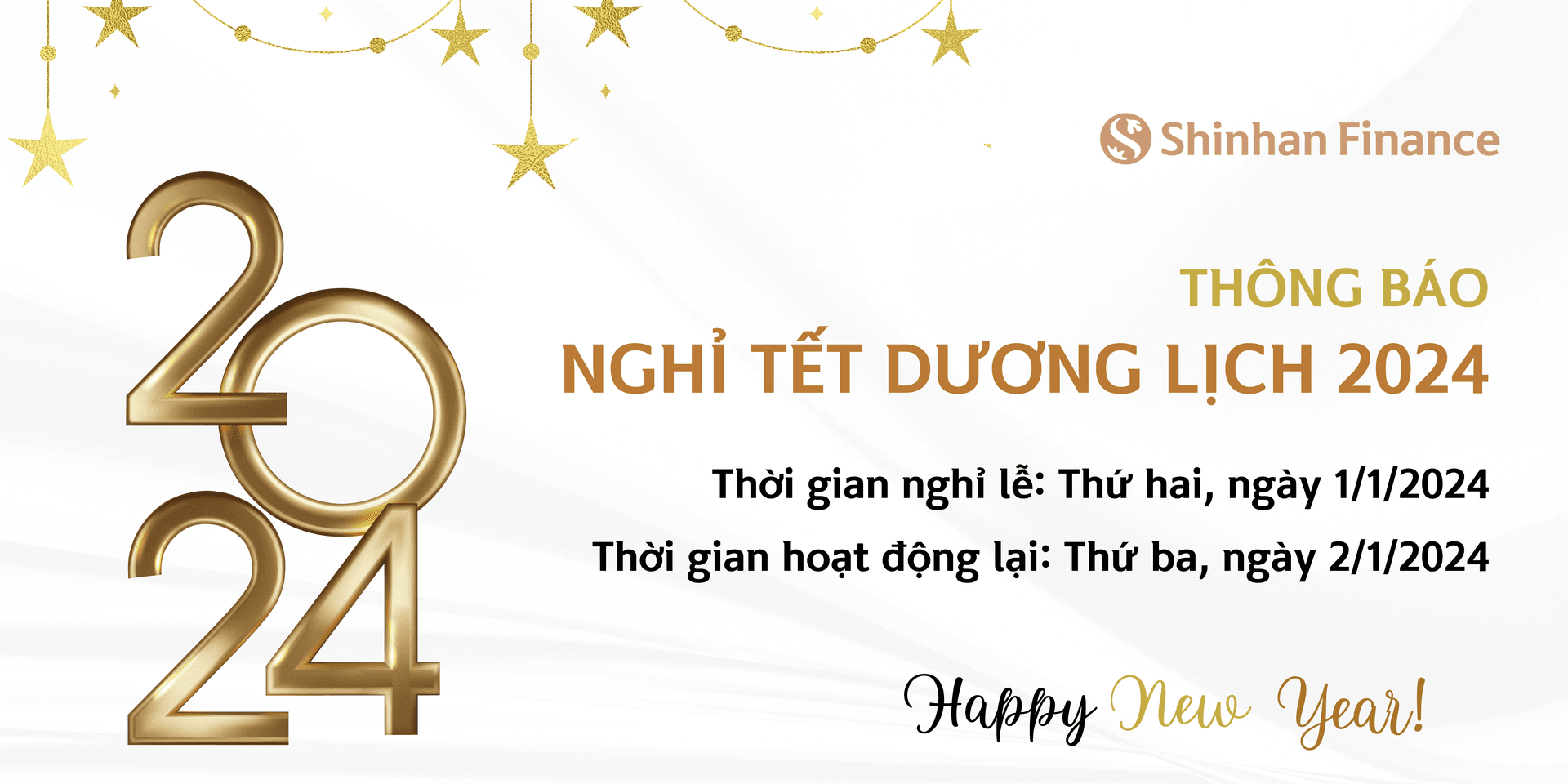 THÔNG BÁO NGHỈ LỄ TẾT DƯƠNG LỊCH 2024