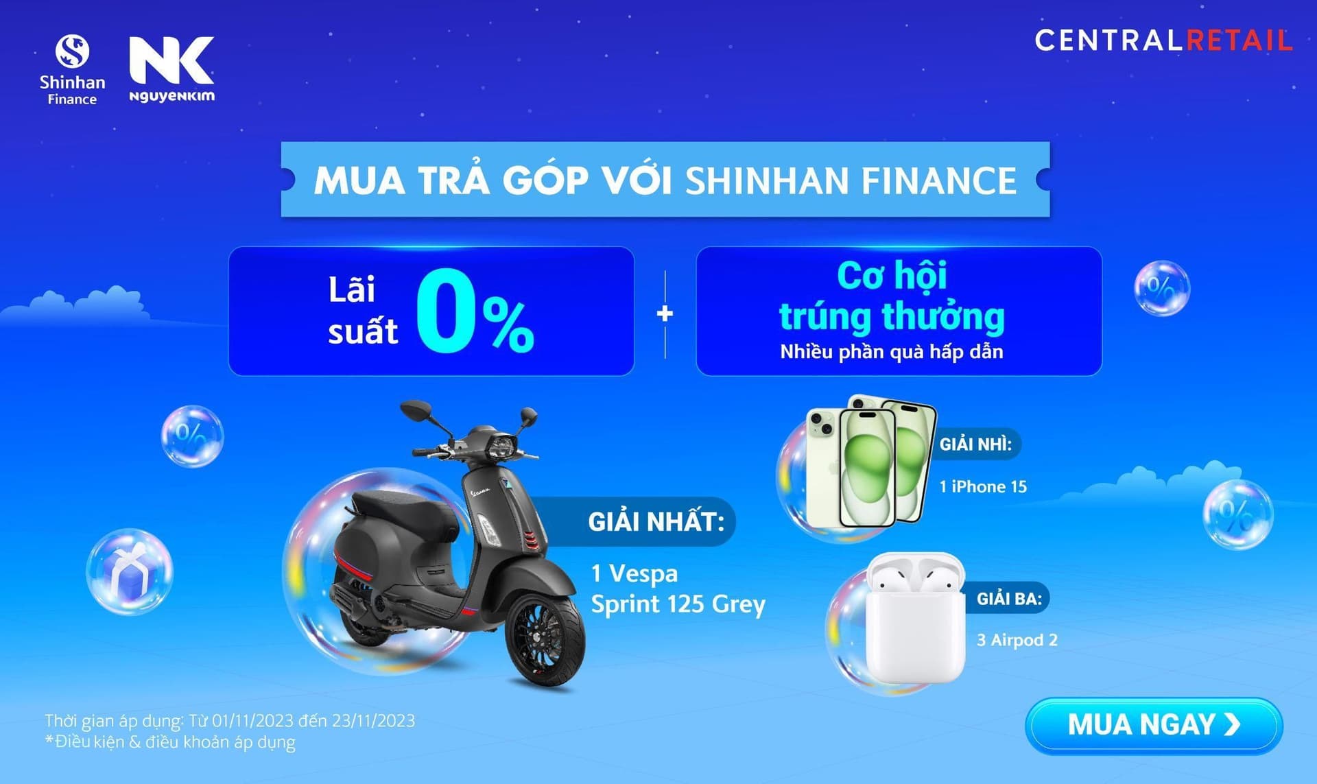 Chương trình ưu đãi Shinhan Finance & Nguyễn Kim tháng 11.2023