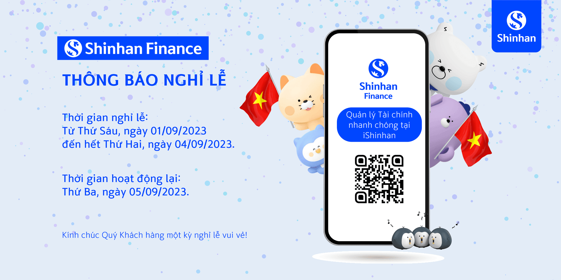 THÔNG BÁO NGHỈ LỄ QUỐC KHÁNH 02.09.2023