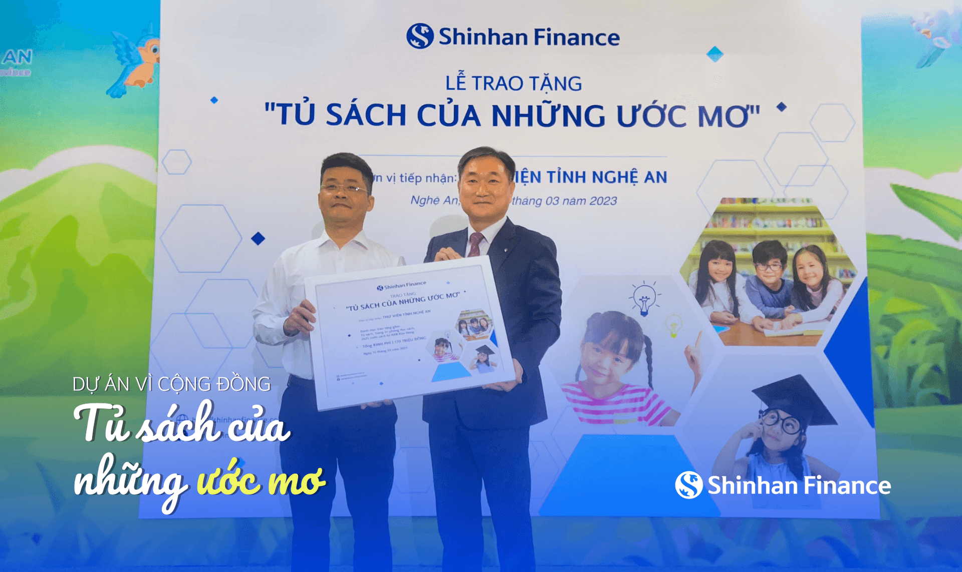 Shinhan Finance trao tặng “Tủ sách của những ước mơ”  cho Thư viện Tỉnh Nghệ An