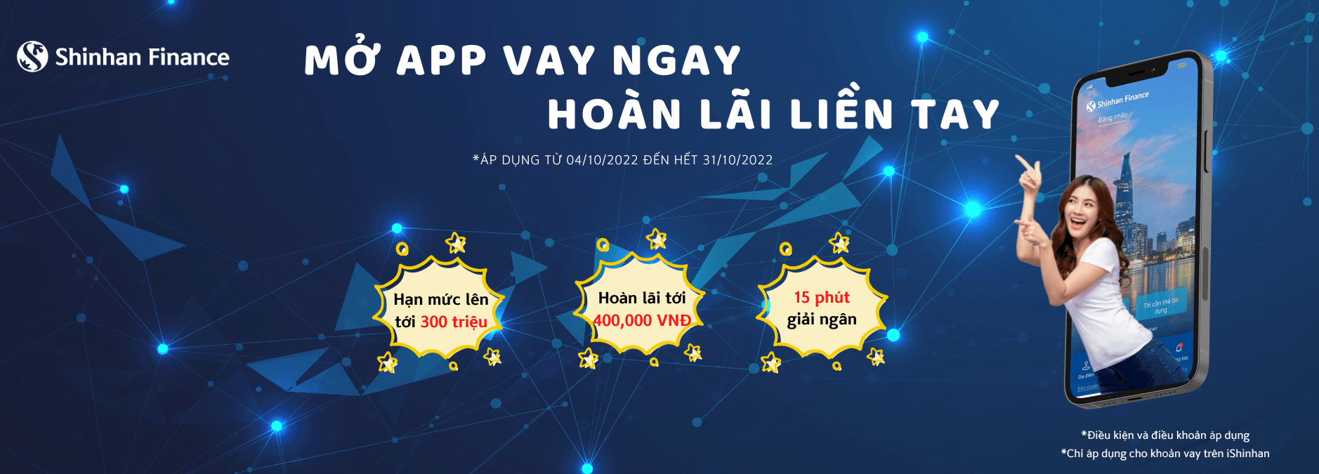 Mở app vay ngay, hoàn lãi liền tay cùng iShinhan mừng 16 năm thành lập