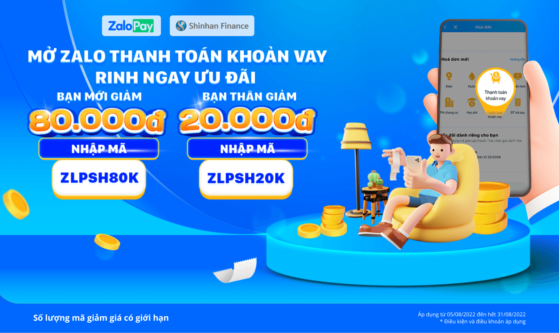 Thanh toán khoản vay trên iShinhan Nhận nhiều ưu đãi từ Zalopay