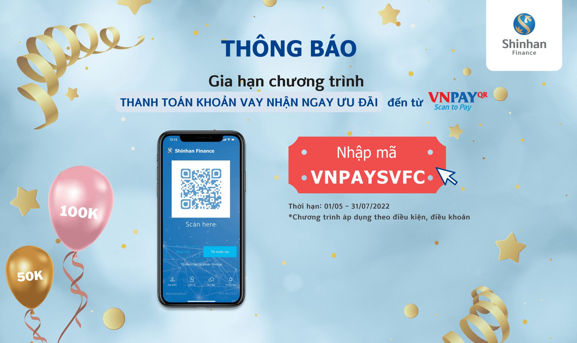 Thông báo gia hạn chương trình “Thanh toán khoản vay, nhận ưu đãi VNPAYQR”