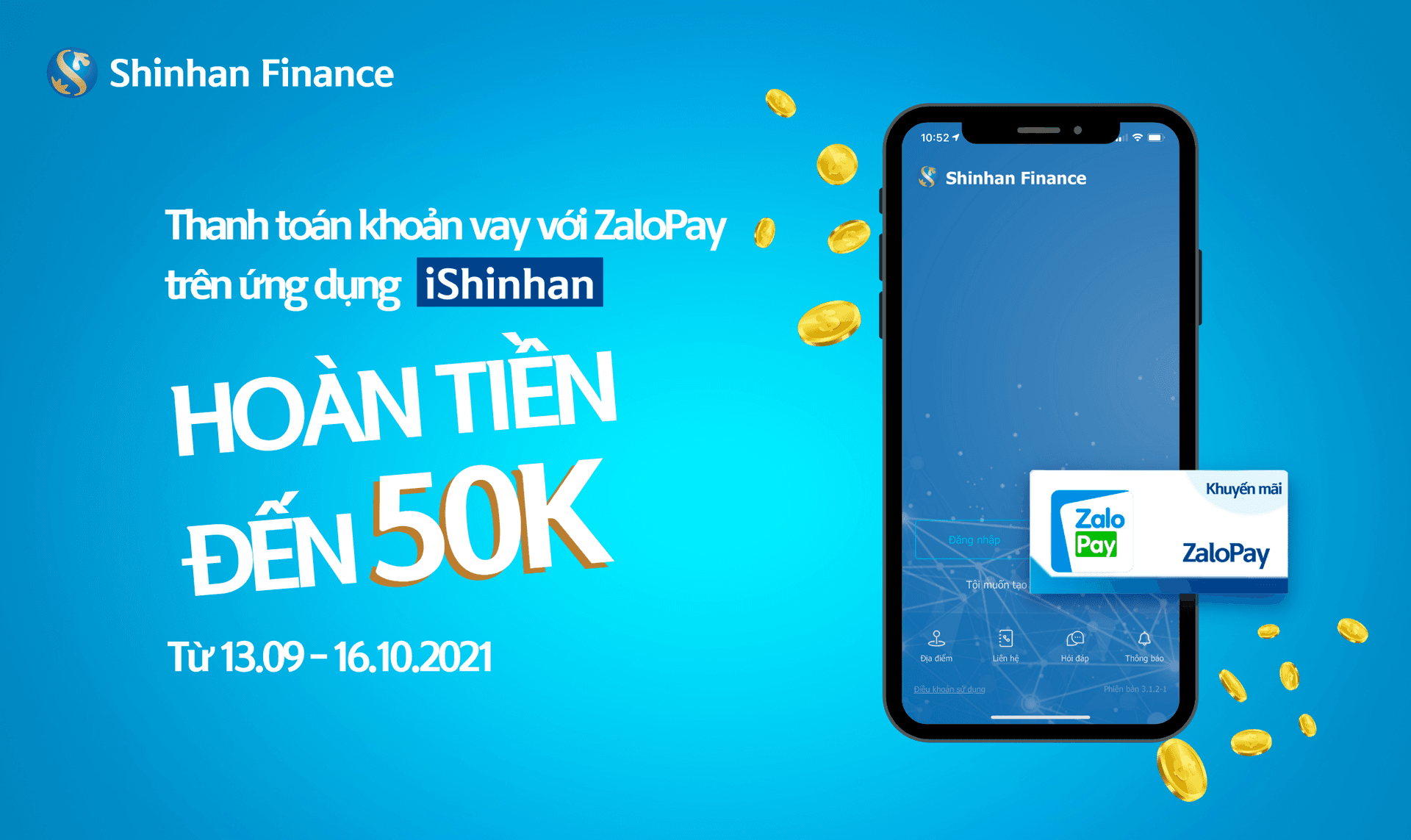 Thanh toán khoản vay trên iShinhan – Hoàn tiền ngay đến 50K