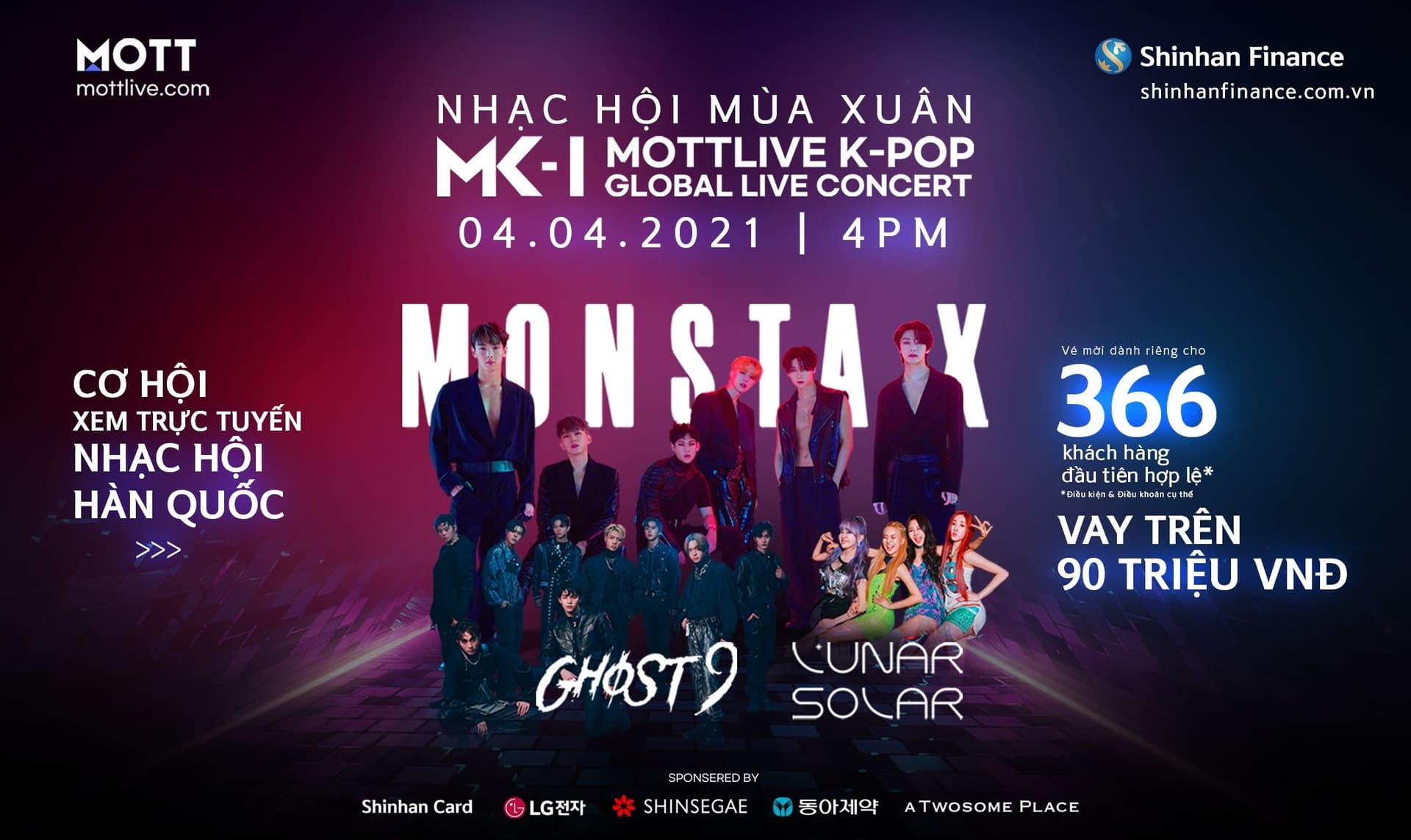 Thông báo Chương trình khuyến mại “Nhận vé xem Nhạc hội Mùa xuân cùng các Kpop Idol trực tuyến khi vay thành công tại Shinhan Finance”