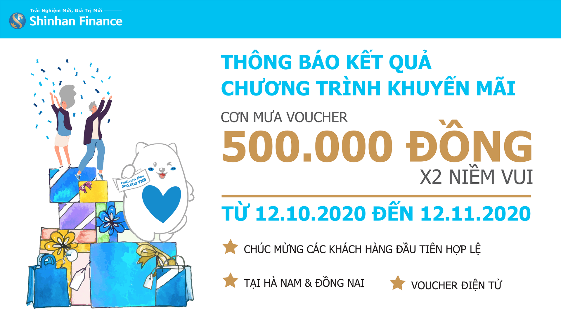 Thông báo kết quả Chương trình khuyến mại “Cơn mưa voucher cho 100 khách hàng mới” tại Tiền Giang